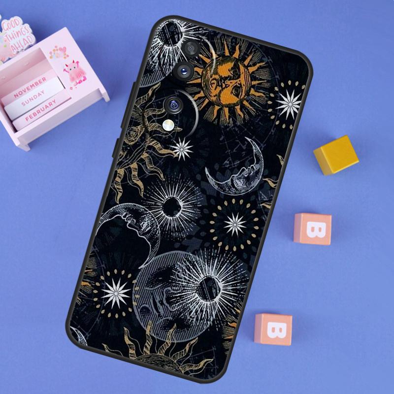 

Hippie Sun and Moon Art Case For Honor 90 Lite 70 50 Magic 5 6 Pro X6 X7 X8 X9 X6a X7a X8a X9a X8b X9b Back Cover Honor Magic5 Lite