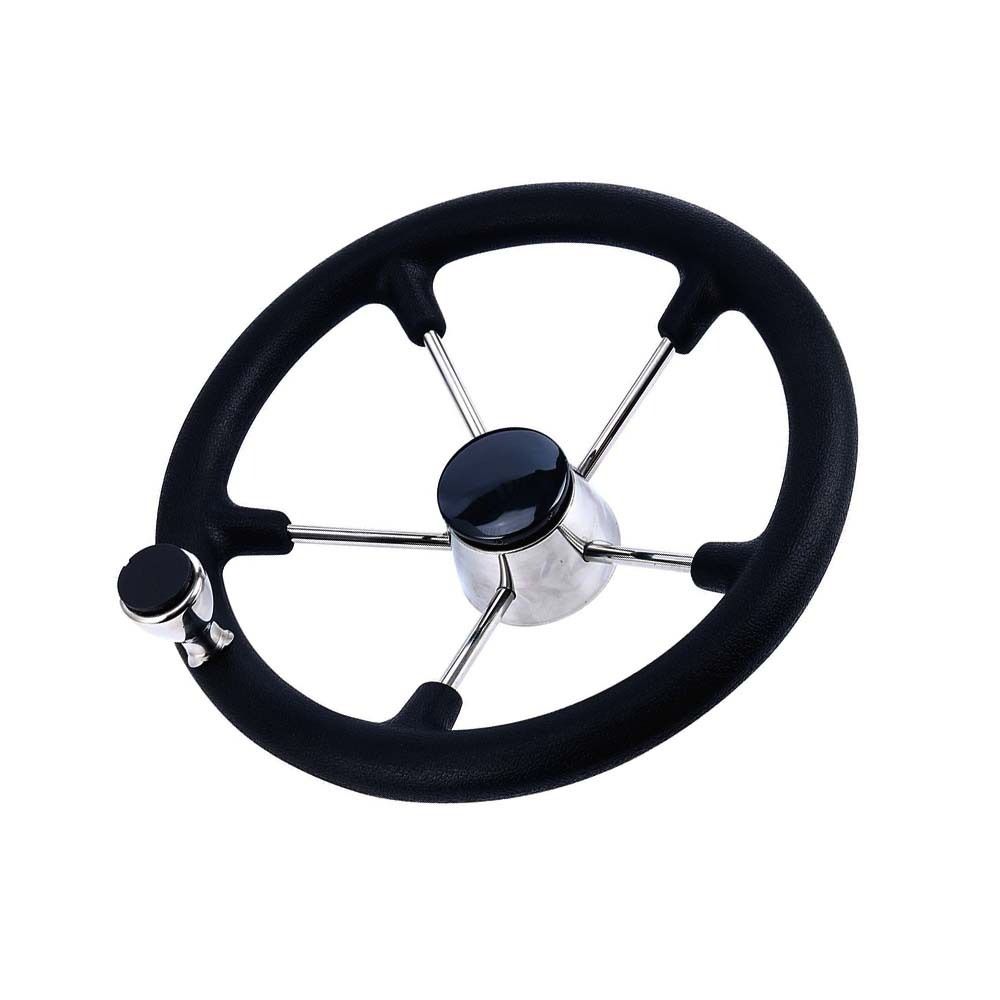 Stainless Steel Marine Boat Steering Wheel Black Foam Grip Steering Wheel Boat Use