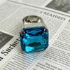 Rhinestone Crystal Square Rhinestone Ring Adjustable Size Large Crystal Ring  Party Accessories