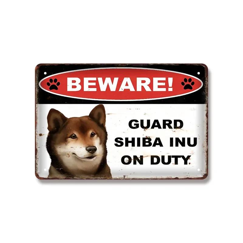 Vintage Warning Dog Metal Tin Sign for American Creative Sheet Painting Animal Wall Decoration Made of Old Iron Signs 8x12 inch