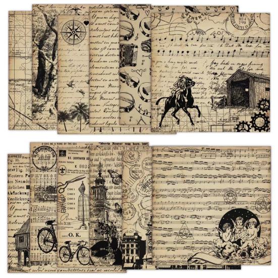 24Pcs/Set Scrapbook Paper DIY Retro Vintage Flower Print Design Background Paper for Greeting Cards