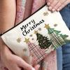 1pc Large Capacity Christmas Tree Cosmetic Bag - Durable Imitation Linen, , Scent-Free, Perfect for Travel Storage