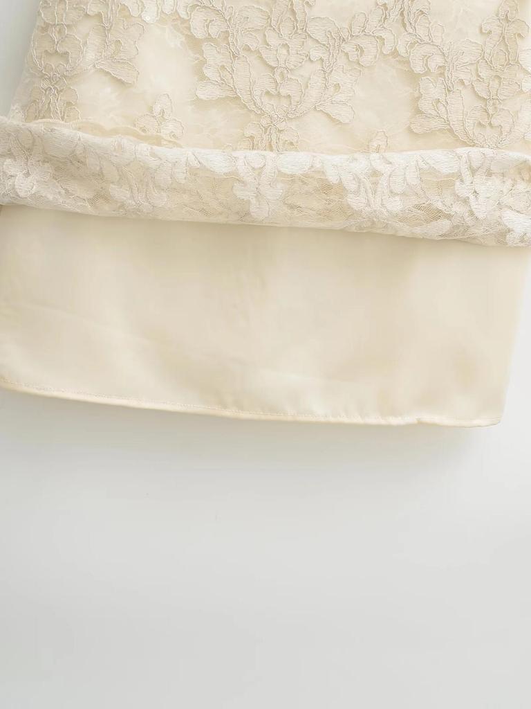 Elegant Summer Retro Jacquard Lace High-Waist Skirt for Women