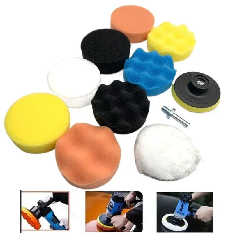 11-Piece Buffing Waxing Sponge Set - Professional Wool Wheel Polishing Disc Pads For Car Detailing And Furniture Care 