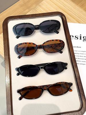 1 Stück/4 Stück Modisches gemischtes Brillen-Set, Ovale Brillen, Schickes Schwarz, Schildpattbrillen, Geeignet für den täglichen Gebrauch
