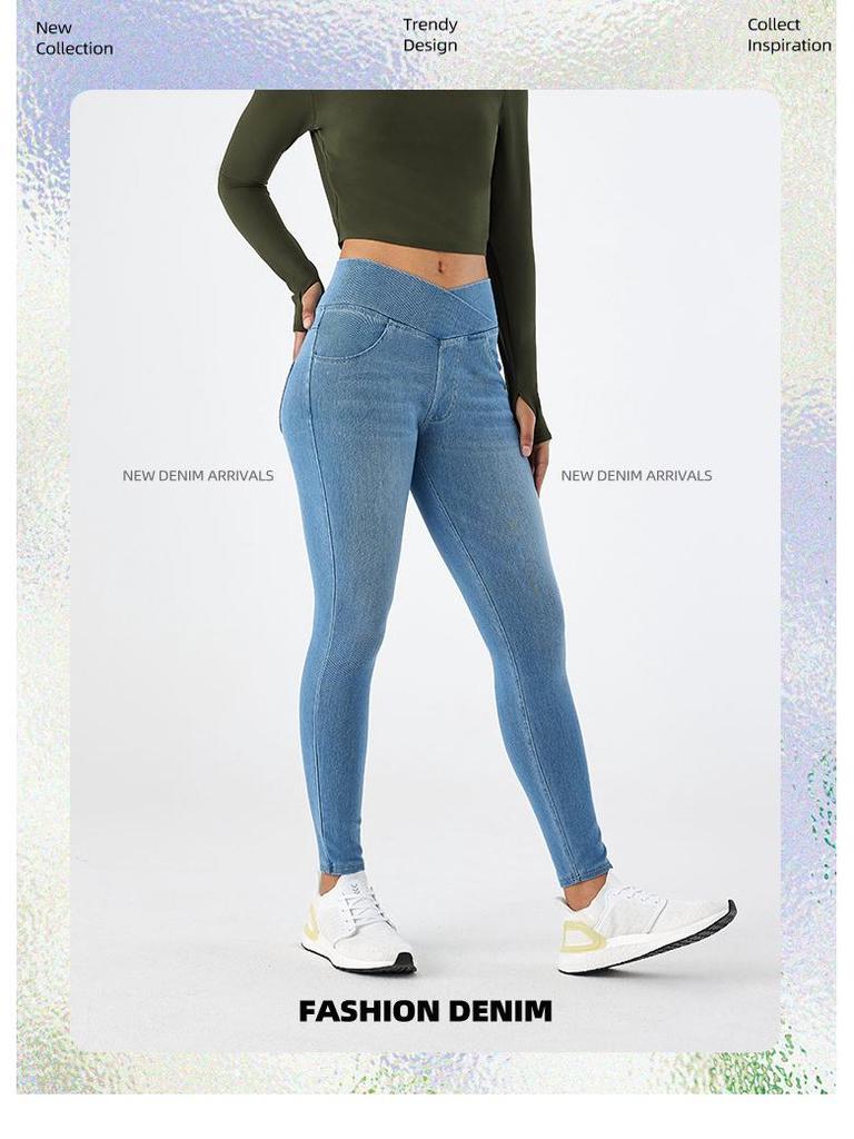 Dámské zeštíhlující skinny džíny s křížovým pasem a designem kočičích uší