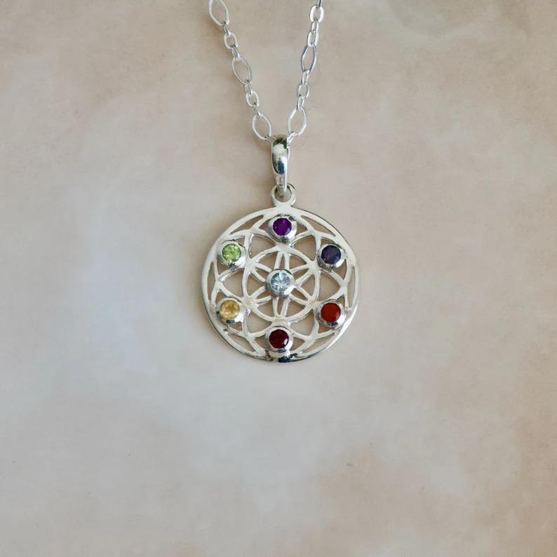 Multi Gemstone Pendant 925 Sterling Silver Gemstones Pendant Jewelry Handmade Silver Gemstone Pendant for Women ( Only Pendant Without Chain)