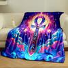 Mystical Ankh in Cosmic Glow print blanket soft and cozy perfect for the living room bed sofa or a nap,gift