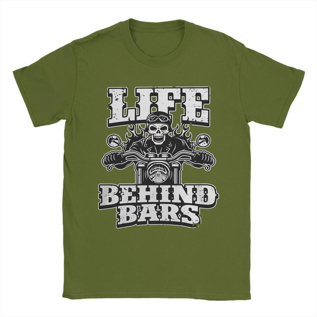 Life Behind Bars Motorcycle Skull Badass T Shirt Summer  Fashion T Shirts Adult  Cotton O Neck Plus Size Tees Awesome Tops