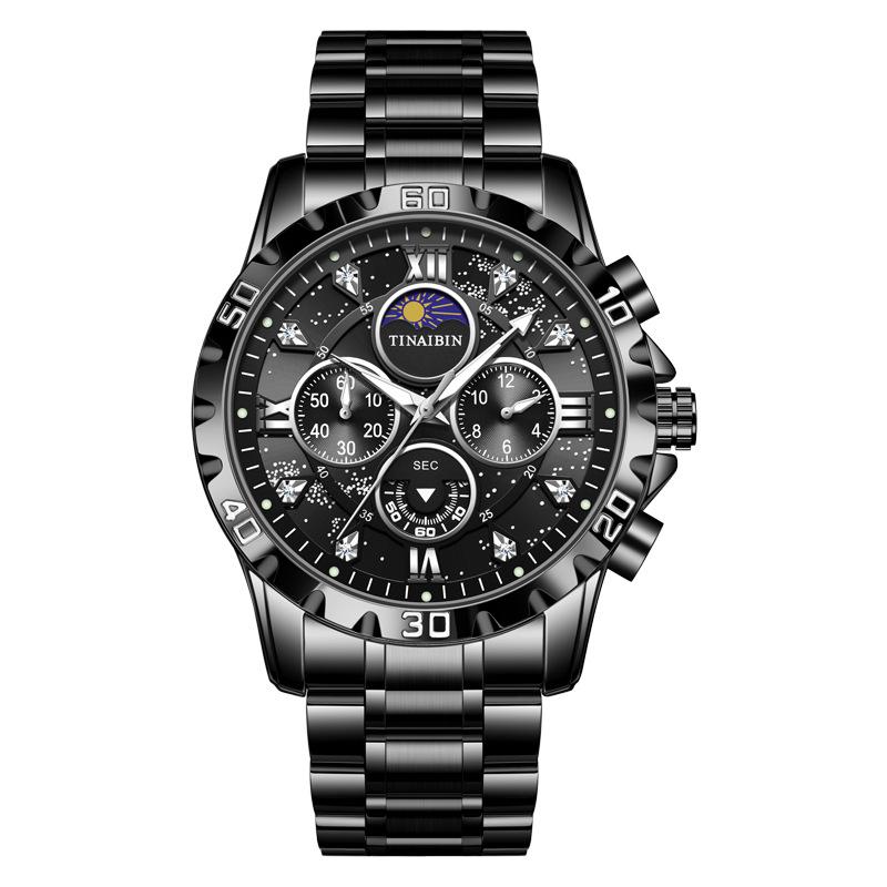 Men’s Quartz Watch Waterproof Luminous High-End Casual Wristwatch for Men Fashion Luminous Dial Calendar Stainless Steel Band