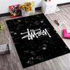 Black Star Texture White Signature Logo Area Rug Non Slip Mat, Dark Starry Street Graffiti Carpet for Living Room Bedroom Decor