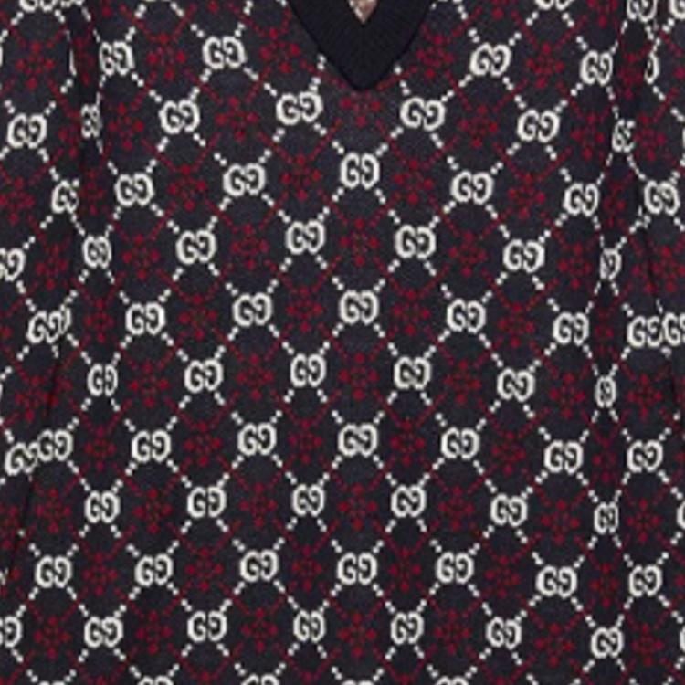Gucci Logo Embroidered V Neck Sweater 'Navy' Men's 553605-XKAHC-4548