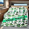 Green Tractor Farm Equipment Blanket Personalized Name Soft Comfortable Stylish Blanket Car Blanket Perfect For Travel Camping Outdoor Home Suitable