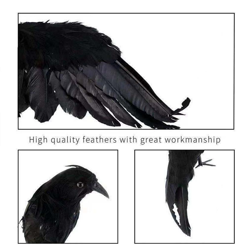 2pc Simulation Black Feather Crow Halloween Crow Decoration Black Raven Movie Prop Fake Crow Prank Scary Halloween Prop For Deco