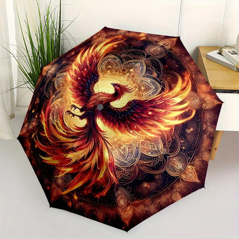 

1pc Phoenix Mandala ArtworkUmbrella with Plastic Handle,Suitable for All Seasons Home Travel Outdoor UmbrellaB1772
