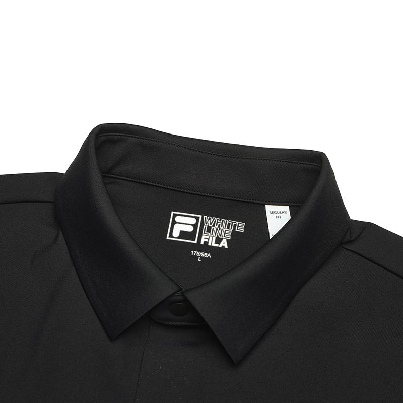 Fila Comfortable Knitted Long Sleeve Polo Shirt Men Tops Black F11M513206F-BK