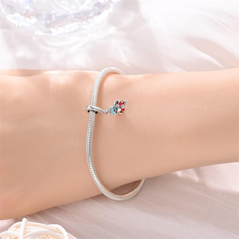 Original Copper Charms Luxury Blue Fun Cute Shark Pendant Beads Fit Bracelet Diy Women Making Delicate Gift
