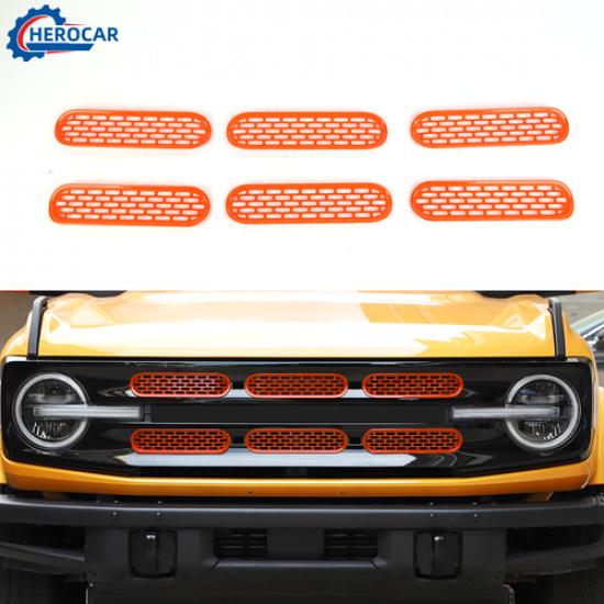 Orange Front Grille erts Mesh Net Grill Trim Cover For Ford Bronco -2025