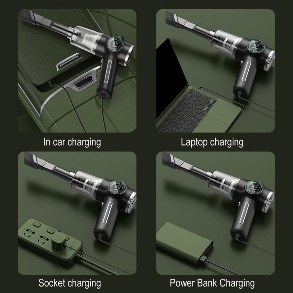 29000Pa Mini Wireless Vacuum Cleaner 120W Strong Suction Handheld Car Mounted Electric Cleaner with LCD power display & 3 filter