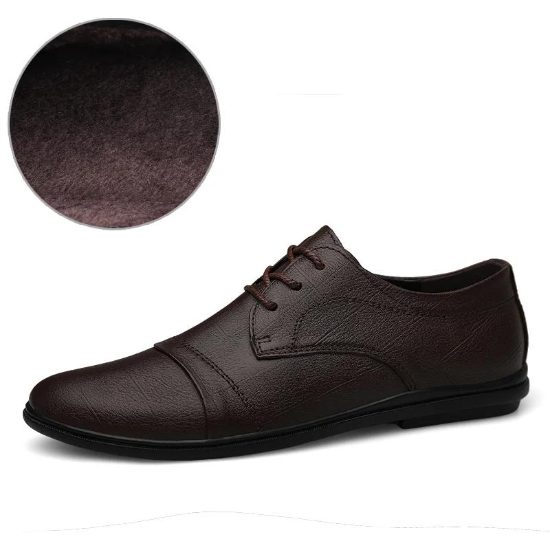 

Fashion Genuine Leather Oxford Shoes Men All-match Casual Shoes Man Luxury Brand Wedding Dress Shoes with Fur Winter Autumn Men s Flats 45