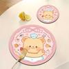 Cute Bear Rubber Coaster Round Heat Insulation Anti Slip Cup Mats Absorbent Reusable Pad Kitchen Items Accessories Decoration