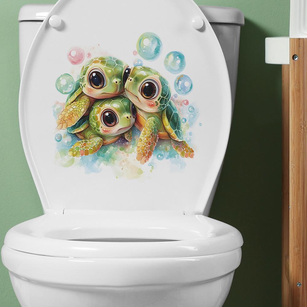 Żółw Bąbelki Toaleta Łazienka Toaleta Upiększanie Naklejki Dekoracyjne