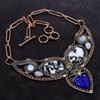 Blue Carved Bone Face Necklace Copper Wire Wrapped Gemstone Jewelry Adjustable Chain Necklace White Buffalo Turquoise And Moonstone Necklace
