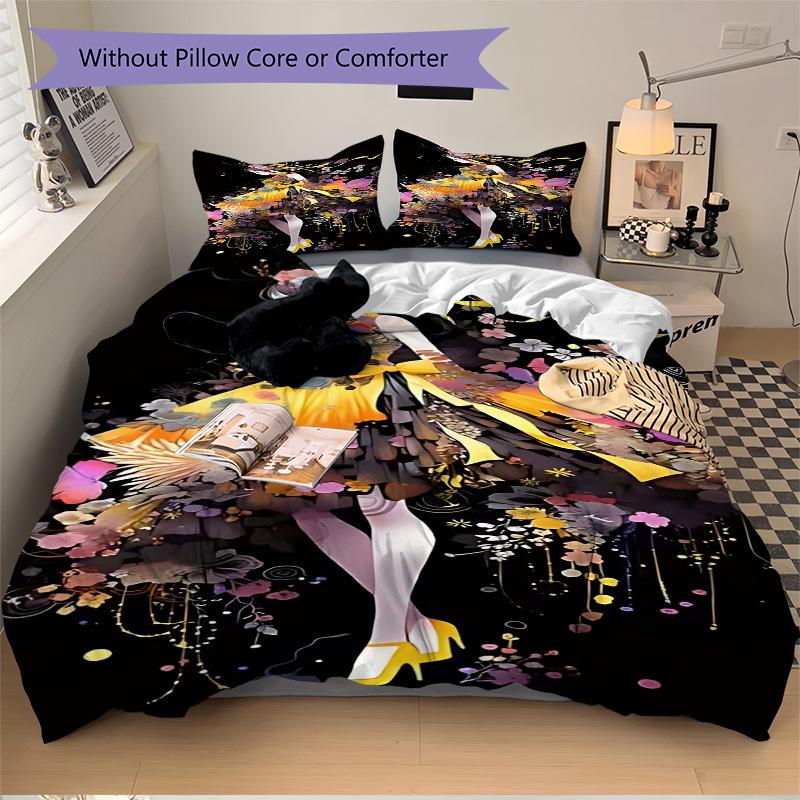 3pcs Anime Cartoon Design Comforter Set with One Quilt Cover and Two Pillowcases (No Core) - Festive Gift for Bedroom and Guest Room Decoration, Polye