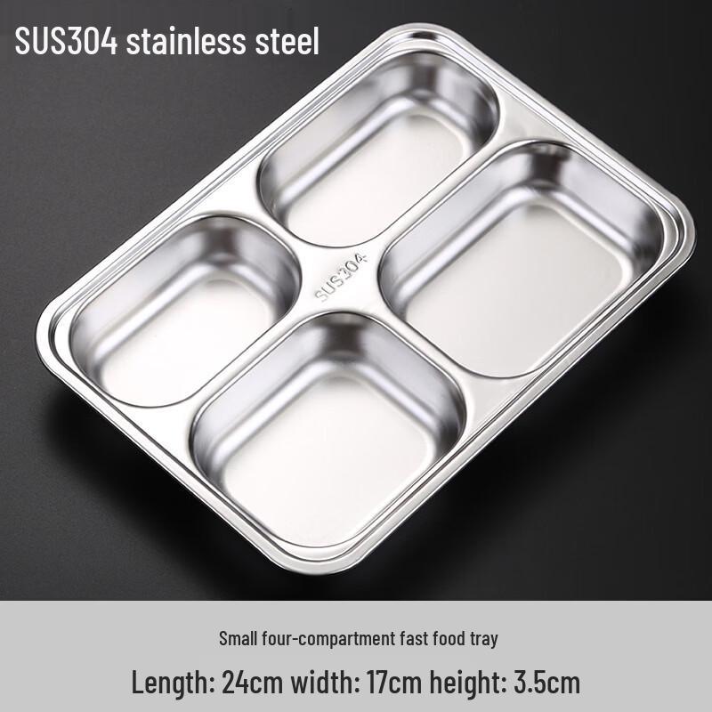 ZISIZ 304 Stainless Steel 3-Compartment Meal Plate Set