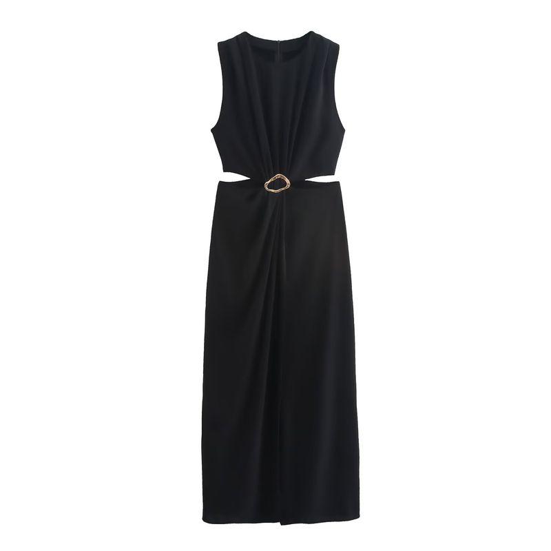 

Kaslead New Arrival Women s Clothing Fashion Style Stylish Opening Design Buckle Decoration Dress 2298176 Black M