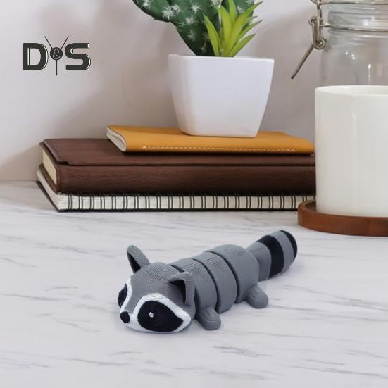 3D-gedrucktes Waschbär-Ornament, flexibles, bewegliches Waschbär-Spielzeug, Mini-Waschbär in der Mülltonne, für Tiersammler, Kindergeschenk