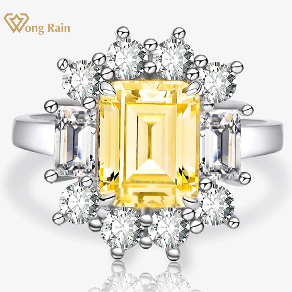 

Wong Rain Classic 100% стерлинговое серебро 925 пробы изумрудной огранки 3CT AAAAA цирконы с драгоценными камнями кольцо для женщин обручальные украшения Прямая доставка US 6 жёлтый