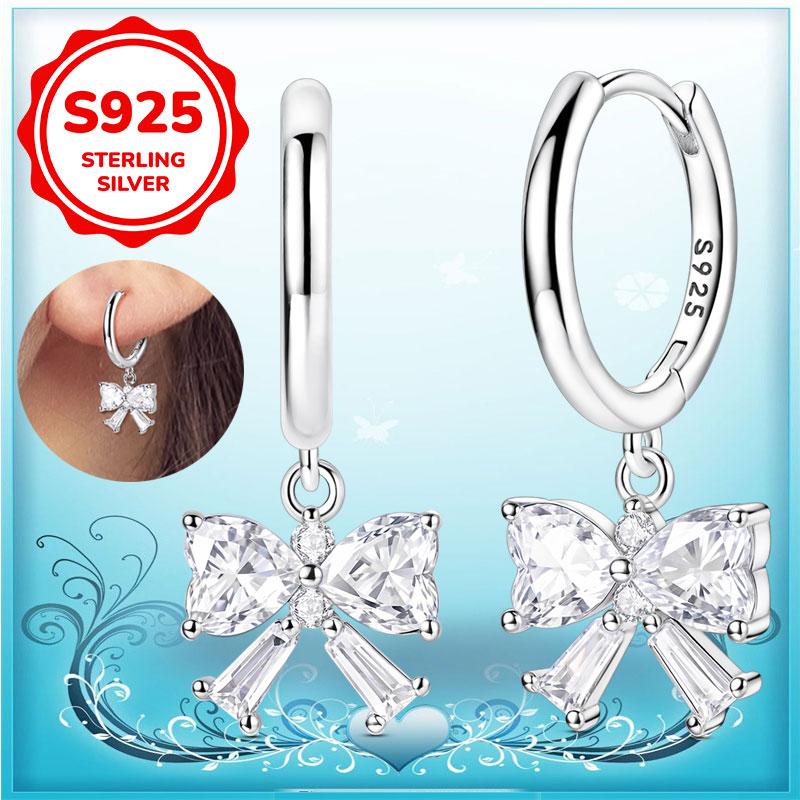 New Earrings 100% Genuine 925 Silver Women Hoop Earring Women's Wedding Engagement Girlfriend Wife Birthday Gift