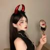 Halloween Headband With Devil Horns Elf Ears Women - Black Red Alloy Costume Accessory Photoshoot Party