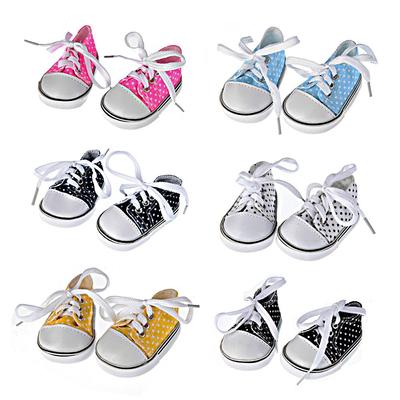 7cm Handmade Birthday Gifts Toys Wave Point Shoes Canvas Shoes Doll Accessories Doll Shoes