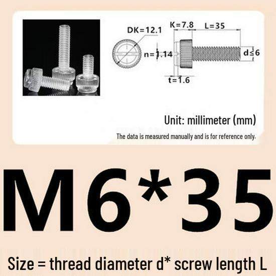 M3-M8 Hand-Tightened Transparent Acrylic Knurled Screw 