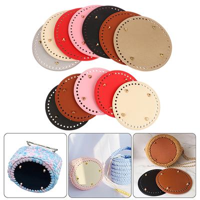 14/19cm kožená dna tašek s otvory, základna tašky, ručně vyrobená kulatá dna tašek, doplňky na tašky