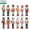 12Pcs Wooden Nutcracker Soldier Pendant Xmas Tree Hanging Ornament 2024 Christmas Decoration for Home Navidad 2025 New Year Gift