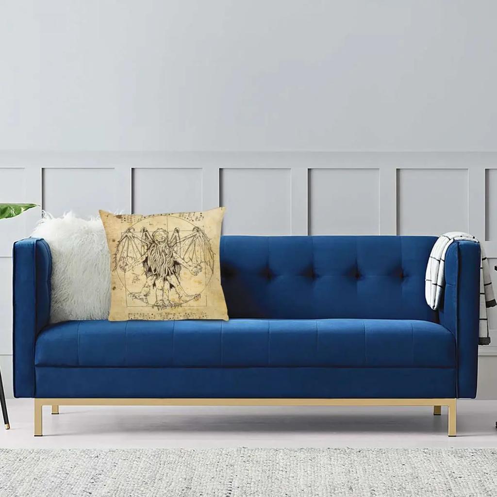 Cthulhu Vitruvian Horror Monster Pillowcase Printed Polyester Cushion Cover Decorative Lovecraft Throw Pillow Case Cover 45*45cm