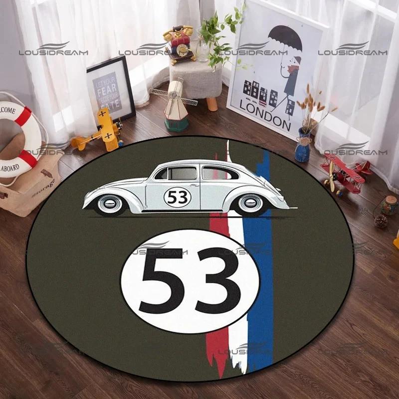 Round Flannel Herbie Beetle Car Carpet No. 53 Car Decorative Rugs Modern Home Living Room Floor Mats Bedroom Carpet Decoration