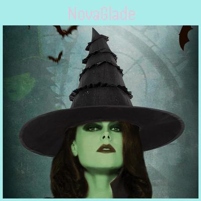 Witch Costume Hat With Ruffled Lace For Halloween Cosplay And Parties