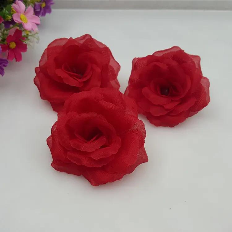 

10PCS/Lot 8CM Artificial Rose Silk Flower Heads Decorative Flowers for Wedding Party Banquet Home Decoration wedding flowers 8cm красный