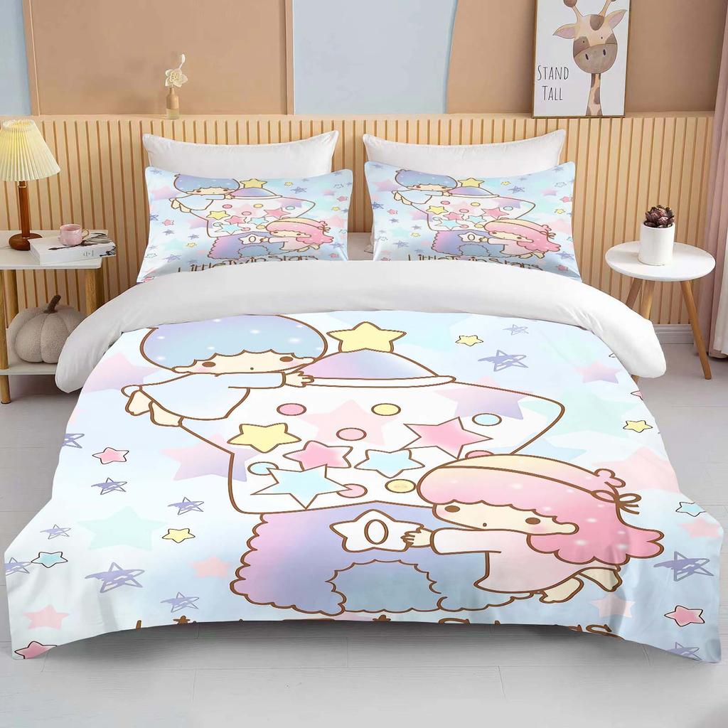 Little Twin Stars Sanrio Bedding Sets Cute Comforter Cover Bed Cover Duvet Cover Pillow Case 2-3 Pieces Sets Kids Adult Size