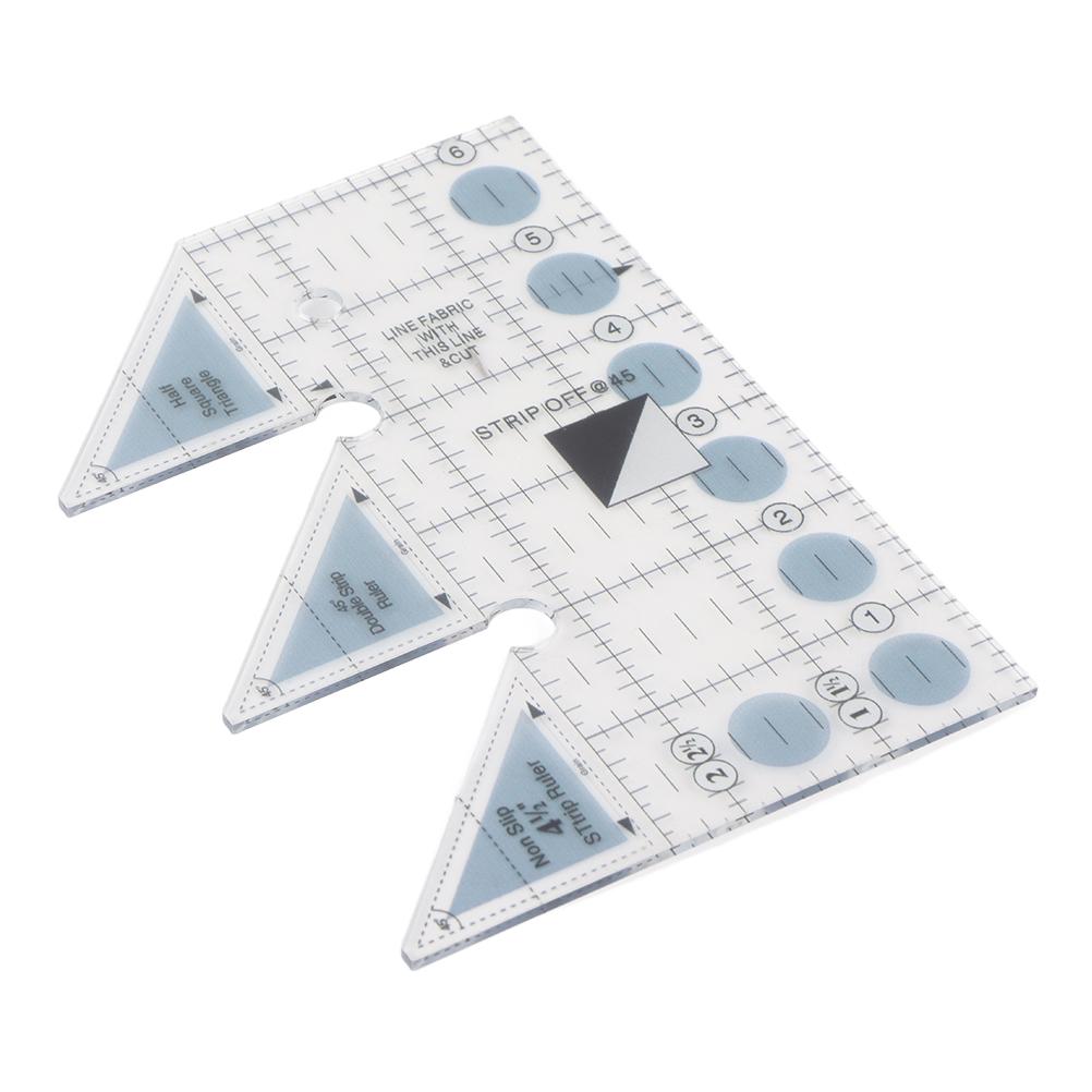 Ruler Grids 456090 Degree Double Strip Ruler Transparent Acrylic Non Slip Quarter Triangle