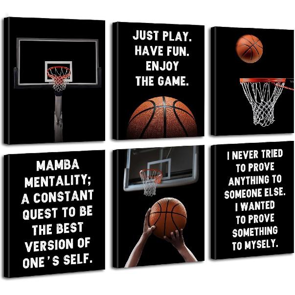 LNLAGBO pirational Basketball Wall Art Prints,Basketball Art Prints,Sports Canvas Posters for Sports Fans Boys Guys Room Dorm Bedroom Wall Decor,Set
