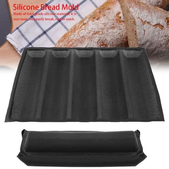 Plaque de cuisson moule pour 5 baguettes - Cuisson Moule de Baguette Pain Français Anti - Collage Forme Vague