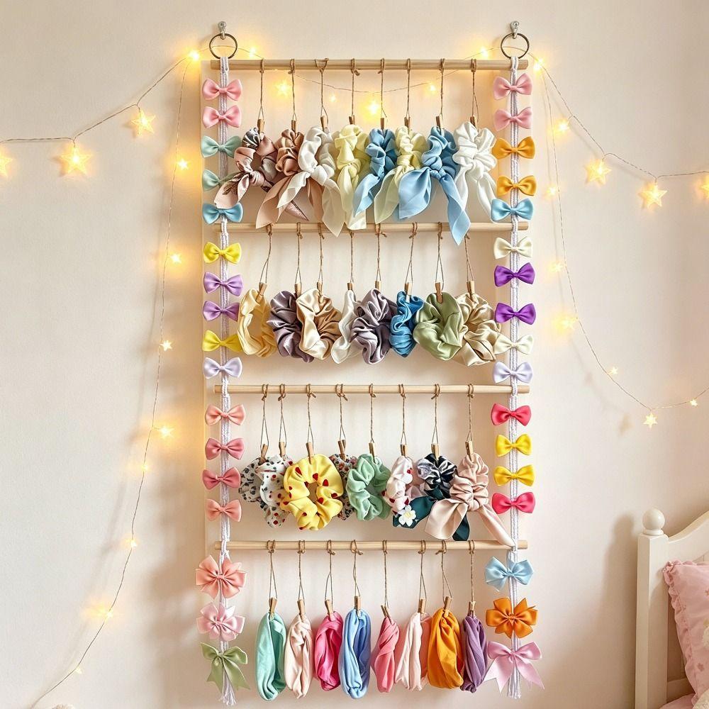 Boho Style Hair Clip Storage Rack Macrame Jewelry Organizer Home Decoration