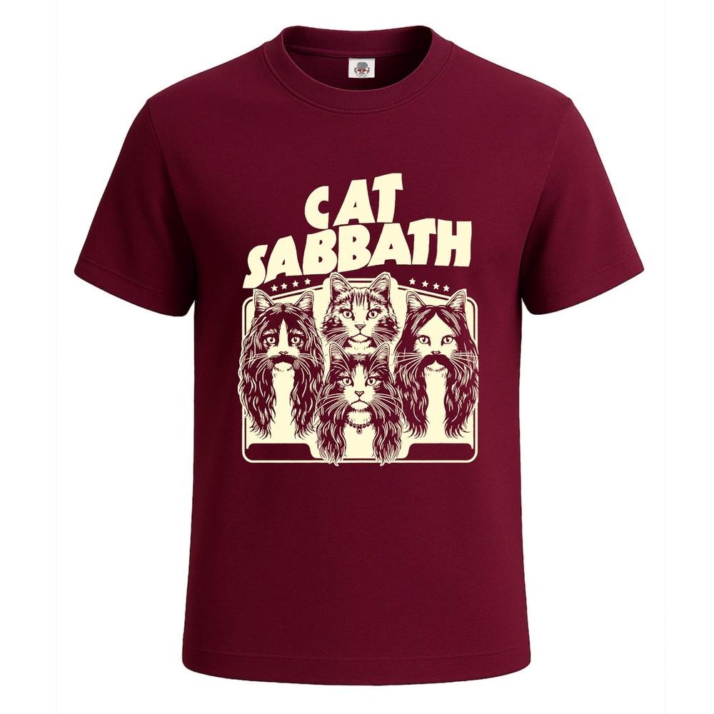 Maglietta da uomo con grafica divertente e scherzosa 'Cat Sabbath' Maglietta Divertente per Feste Top Tee