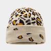 American autumn and winter personalized leopard print jacquard warm knitted hat for men and women outdoor versatile casual ear protection wool cold ha
