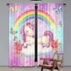 Set Of 2 Unicorn Curtain Rainbow Butterfly Suitable Living Room Bedroom Kitchen Bathroom For Great Made Polyester